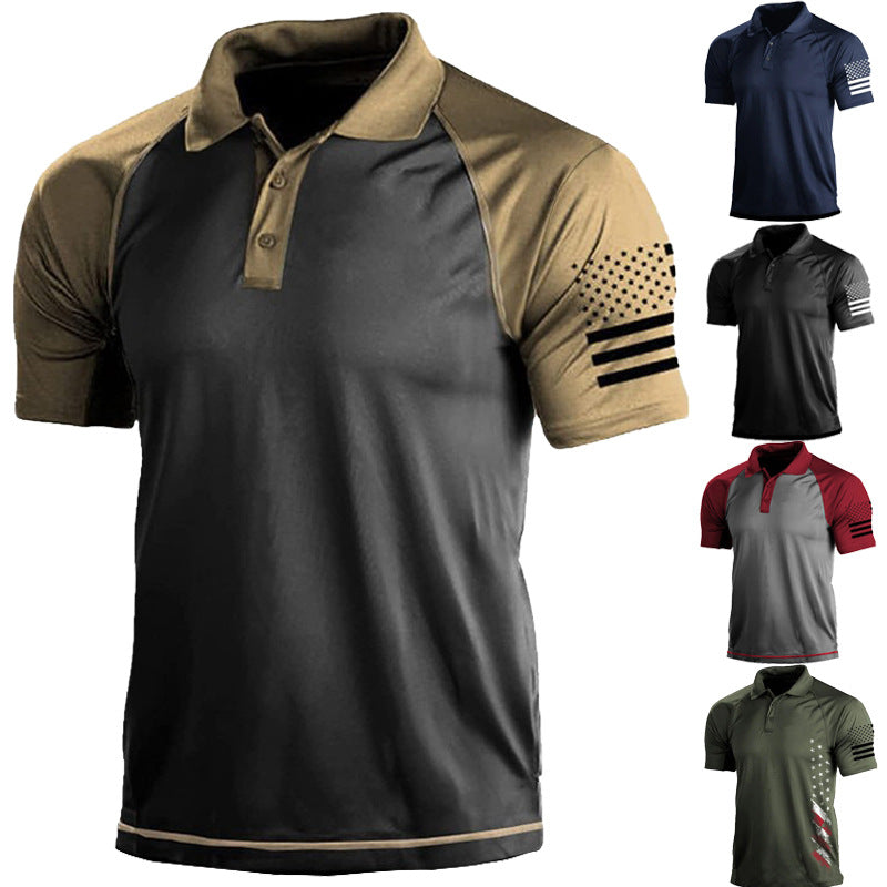Men's Outdoor 3D Digital Polo Shirt with US Flag