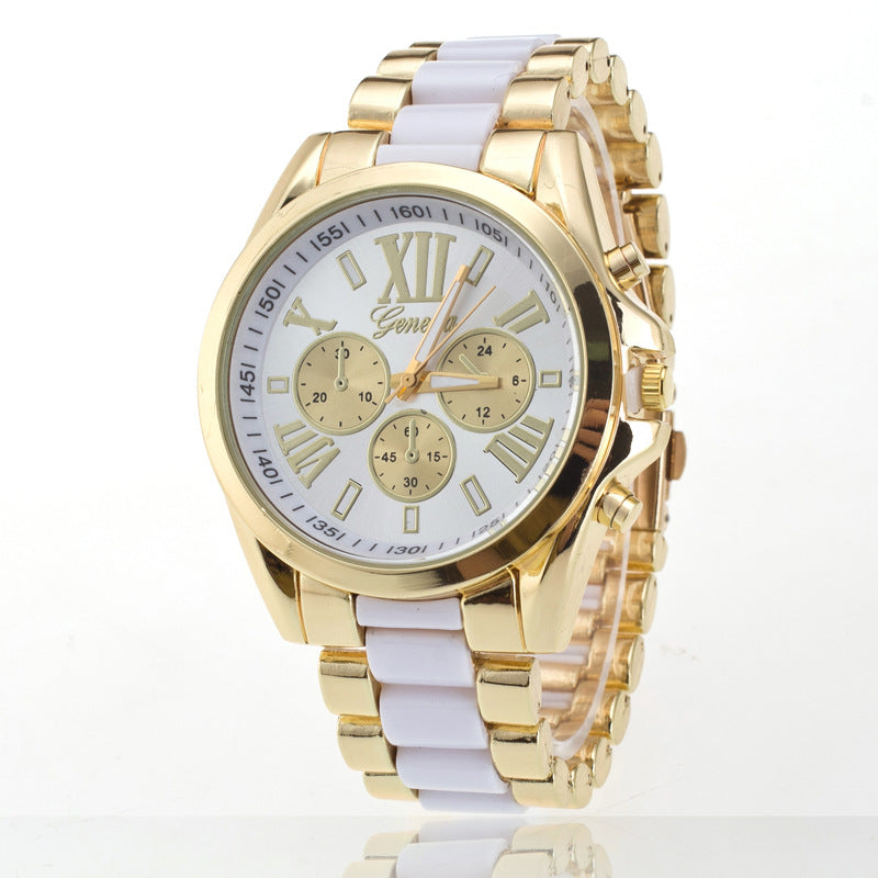 Watch with Three Eyes and Steel Band, Geneva Style Karis Fashions