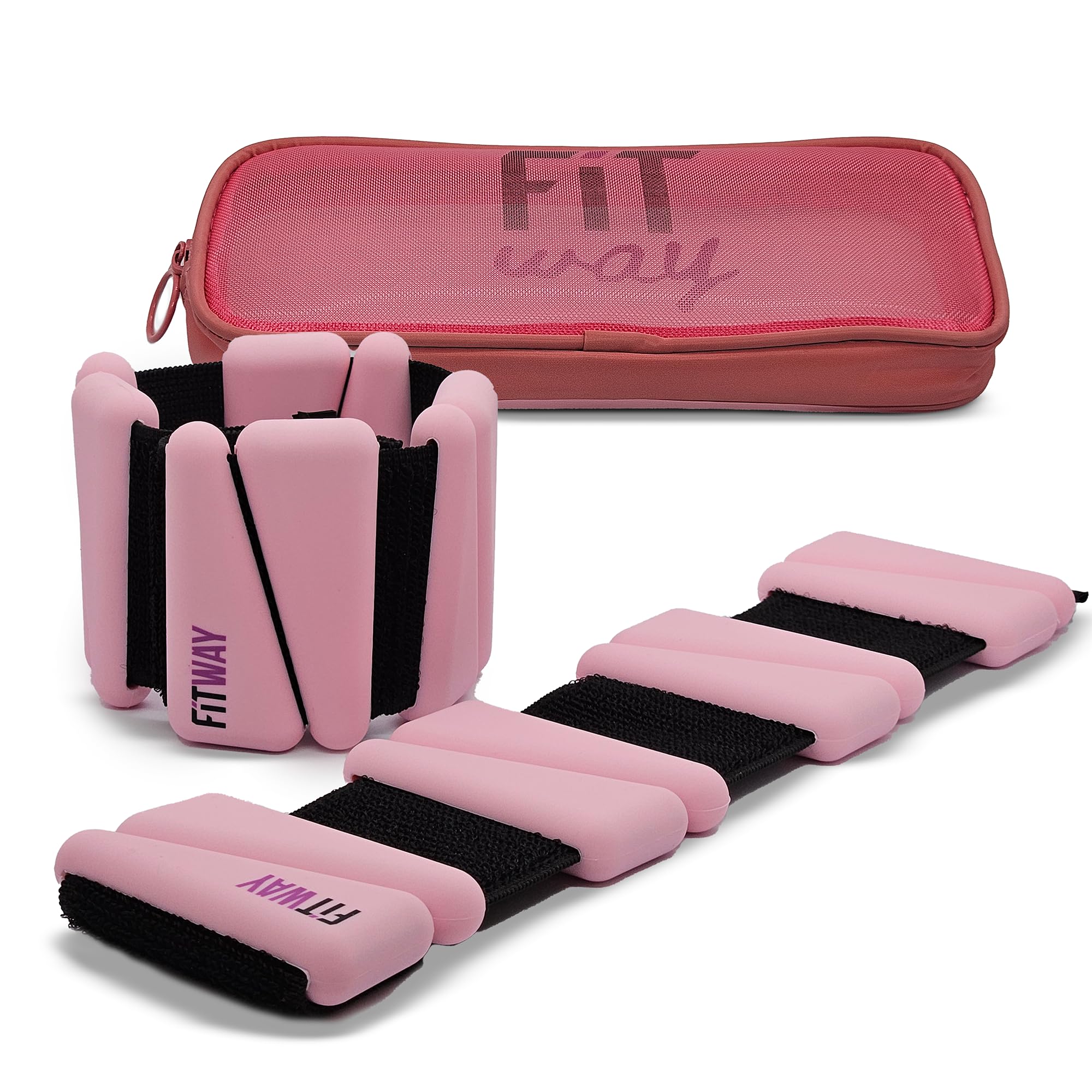 FITWAY | 1 pair 2 lbs | Adjustable Silicone ankle weights | - wrist weights - | ankle weights for women -ankle weights for men | 2lb ankle weights| Suitable for Yoga Dance Pilates | water-resistant silicone (pink) Karis Fashions