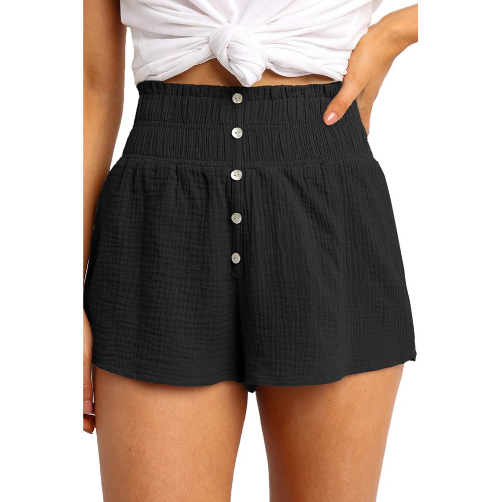 High-Waisted Solid Color Casual Straight-Leg Pants