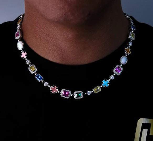 Gold-Plated Hip-Hop Gemstone Necklace Karis Fashions