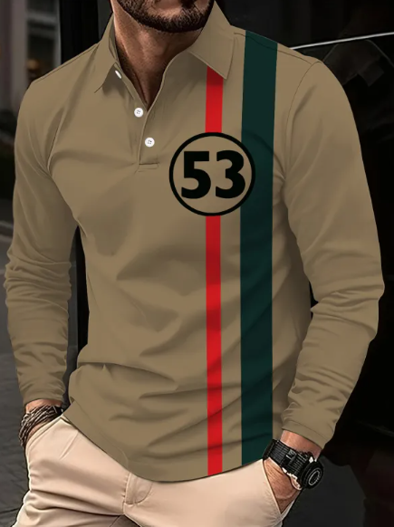 Men's 3D Digital Print Lapel Short Sleeve Polo Shirt