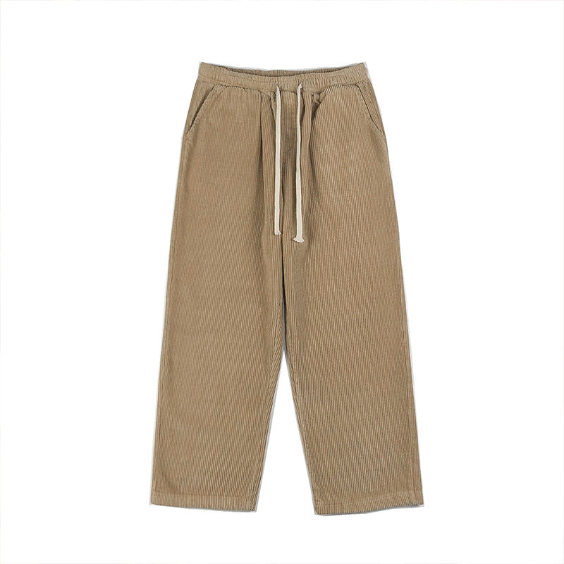 Trendy Loose Fit Corduroy Straight-Leg Trousers Karis Fashions