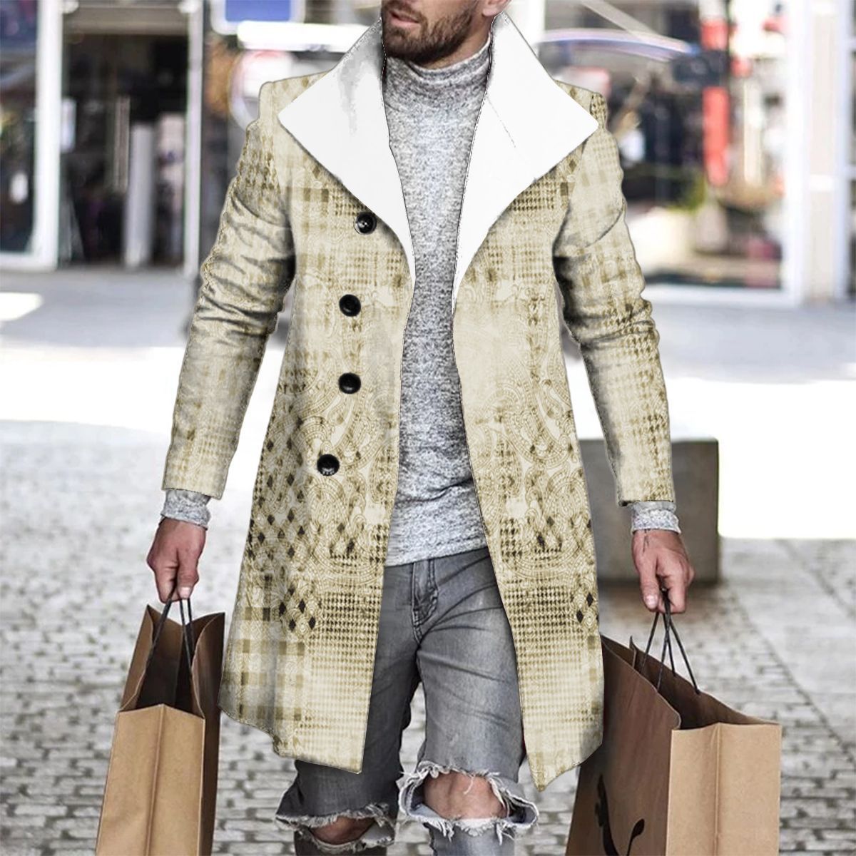 3D Printed Men's Woolen Lapel Jacket