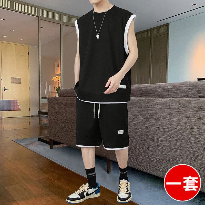 Men's Summer Waffle Set - Casual Sleeveless Outfit