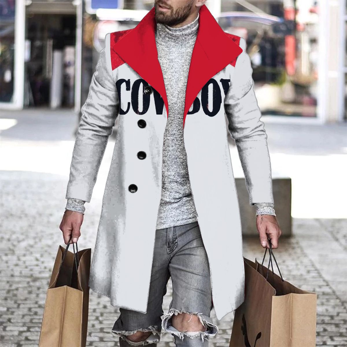 3D Printed Men's Woolen Lapel Jacket