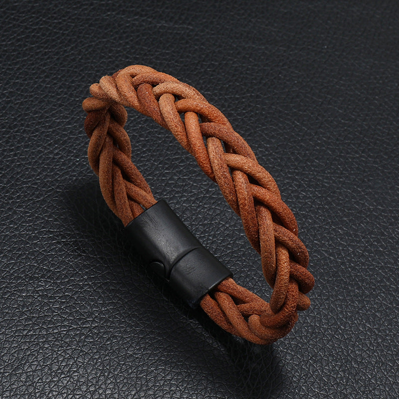 Men's Alloy Leather Cord Bracelet in Simple Fashion