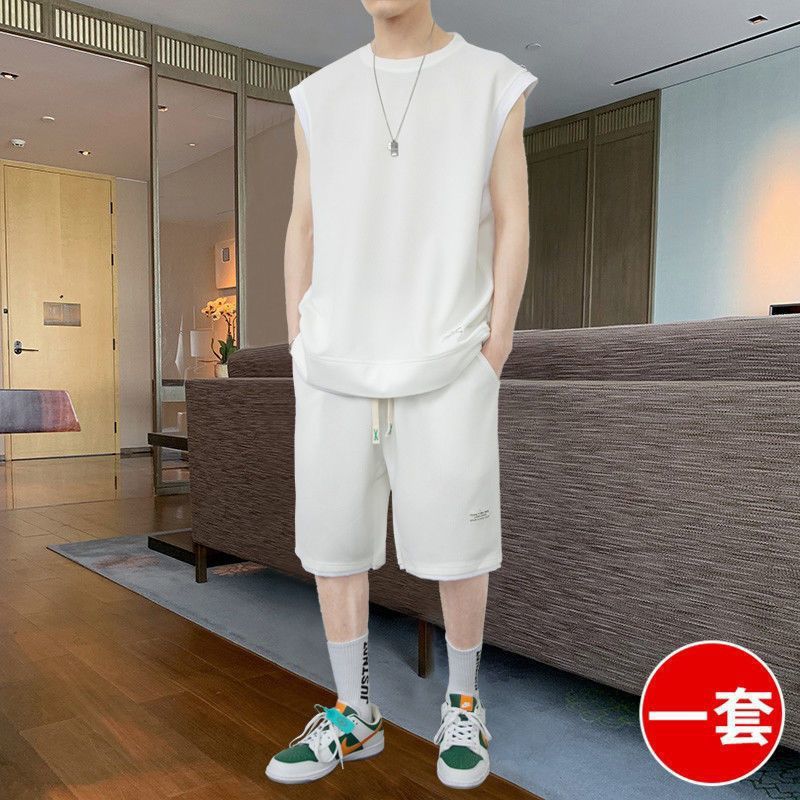 Men's Summer Waffle Set - Casual Sleeveless Outfit